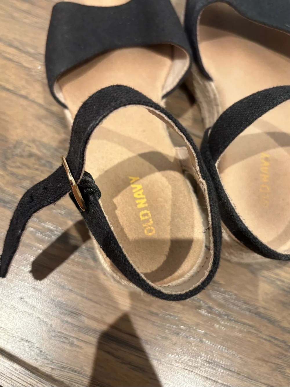 Old Navy Black Espadrille Platform Sandals with Ankle Strap